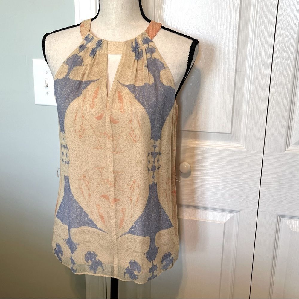 Antonio Melani Velika Women SZ XS 100% Silk Sleeveless Blouse‎ Top Royal NEW